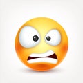 Smiley,face with emotions.Realistic emoji. Sad or happy,angry emoticon mood.Cartoon character.Vector illustration.