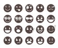 Smiley face flat vector emoticons with emotions and funny facial expressions