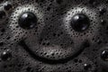 Smiley face formed in black foam bubbles texture Royalty Free Stock Photo