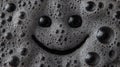 Smiley face formed in black foam bubbles texture Royalty Free Stock Photo