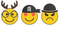 Smiley face, Funny deer, pirate in love, and sullen