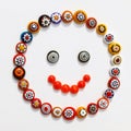 The smiley face made out of beads Venetian glass.