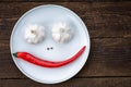 Smiley face made from pepper, garlic and flavoring Royalty Free Stock Photo