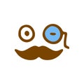 Smiley face with mustache doodle icon