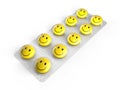 Smiley face pills in blister