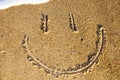 Smiley face in the sand Royalty Free Stock Photo