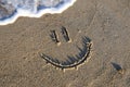 Smiley face in the sand Royalty Free Stock Photo