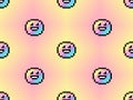 smiley face seamless pattern on yellow and pink background.Pixel style Royalty Free Stock Photo