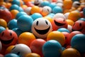 a smiley face surrounded by colorful balloons Royalty Free Stock Photo