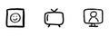 Smiley Face, Television, And Computer Screen Line Icon Set In Doodle Style. Communication, Entertainment, And Digital Royalty Free Stock Photo