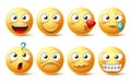 Smiley face vector character set. Smiley emoticons and emoji with different facial expression Royalty Free Stock Photo