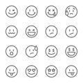 Smiley Face Vector Line Icon Set. Contains such Icons as Happy, Cheeky, Emoji and more. Expanded Stroke Royalty Free Stock Photo