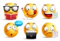 Smiley face vector set for back to school with facial expressions Royalty Free Stock Photo