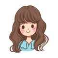 Smiley face and wavy hair cute girl clipart