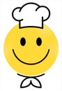 Smiley Face yellow Chef. Happy smiley emoji vector yellow.