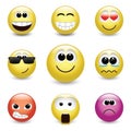 Smiley faces expressing different feelings Royalty Free Stock Photo