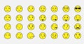 Smiley faces icons. Set of emoticons. Set of emoji isolated on white background. Vector illustration. Royalty Free Stock Photo