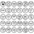 Smiley faces icons set of emotions mood and expression isolated vector illustration Royalty Free Stock Photo