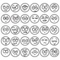 Smiley faces icons set of emotions mood and expression isolated vector illustration Royalty Free Stock Photo