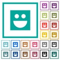 Smiley flat color icons with quadrant frames