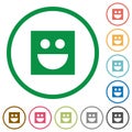 Smiley flat icons with outlines