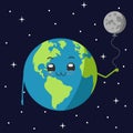 Smiley in the form of the planet Earth. Vector illustration. Royalty Free Stock Photo