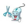 Smiley Funny Barber computer mouse cartoon character design style