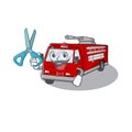 Smiley Funny Barber fire truck cartoon character design style