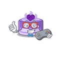 Smiley gamer blueberry cake cartoon mascot style Royalty Free Stock Photo