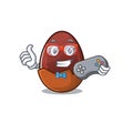 Smiley gamer chocolate egg cartoon mascot style