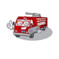 Smiley gamer fire truck cartoon mascot style