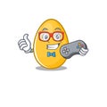 Smiley gamer golden egg cartoon mascot style