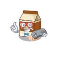 Smiley gamer hazelnut milk cartoon mascot style