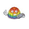 Smiley gamer rainbow jelly cartoon mascot style