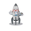 Smiley gamer rocket in cartoon mascot style