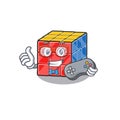 Smiley gamer rubic cube cartoon mascot style Royalty Free Stock Photo