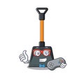 Smiley gamer snow shovel cartoon mascot style