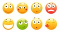 Smiley with glasses,smiling angry,sad,happy emoticon. Yellow face with emotions. Facial expression. 3d realistic emoji Royalty Free Stock Photo