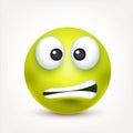 Smiley, green face with emotions.Realistic emoji. Sad or happy,angry emoticon mood.Cartoon character.Vector illustration Royalty Free Stock Photo