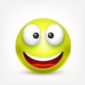 Smiley, green face with emotions.Realistic emoji. Sad or happy,angry emoticon mood.Cartoon character.Vector illustration Royalty Free Stock Photo