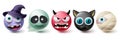 Smiley halloween emoji vector set. Emoticon and emojis in creepy and scary character collection Royalty Free Stock Photo