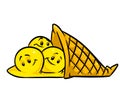 Smiley ice cream yellow cream cooking dessert cartoon illustration