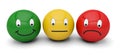 Smiley icon face expression emotion positive neutral negative tricolor red green yellow