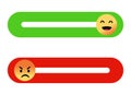 Smiley icon set. Emoticons positive and negative. Vector isolated red and green mood. Rating smile for customer opinion. Royalty Free Stock Photo