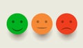 Smiley icon set. Emoticons positive, neutral and negative. Vector isolated red and green mood. Rating smile for customer opinion Royalty Free Stock Photo