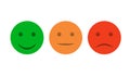 Smiley icon set. Emoticons positive, neutral and negative. Vector isolated red and green mood. Rating smile for customer opinion Royalty Free Stock Photo