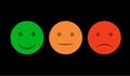 Smiley icon set. Emoticons positive, neutral and negative. Vector isolated red and green mood. Rating smile for customer opinion Royalty Free Stock Photo