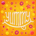 Smiley icon. Yummy lettering concept