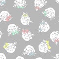 Smiley Kids faces pattern scattered on grey Royalty Free Stock Photo