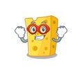 Smiley mascot of emmental cheese dressed as a Super hero